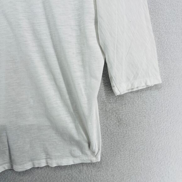 EILEEN FISHER Top XS Tunic Organic Cotton Jersey V-Neck 3/4 Sleeve White - Picture 11 of 15
